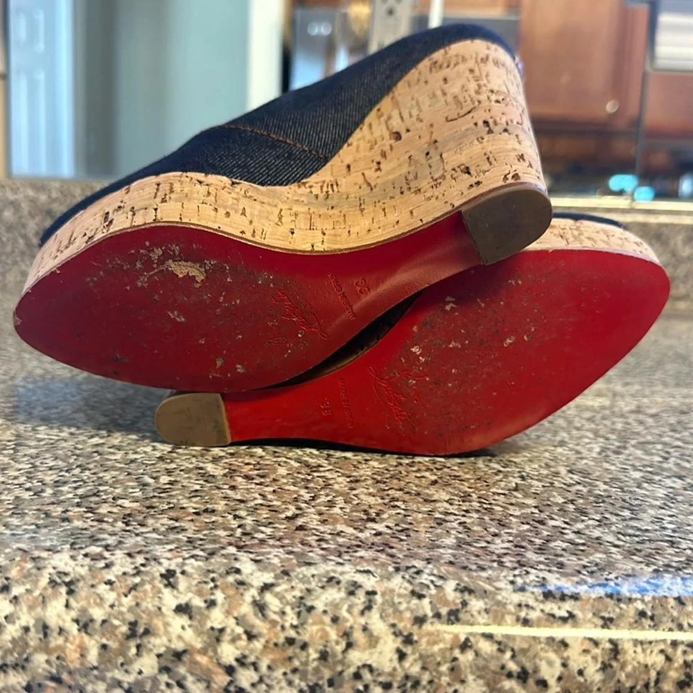 Blue Denim Christian Louboutin Wedges EU 38 - Picture 5 of 15